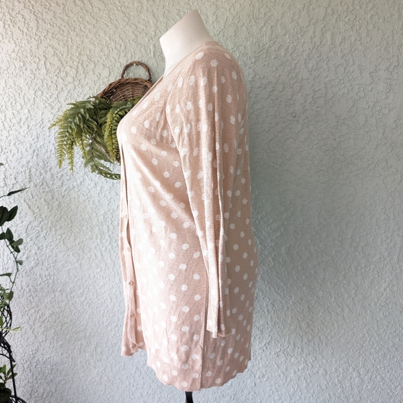 Torrid Oatmeal Polka Dot Slub Boyfriend Cardigan Sweater nat womens 2x - Picture 4 of 7